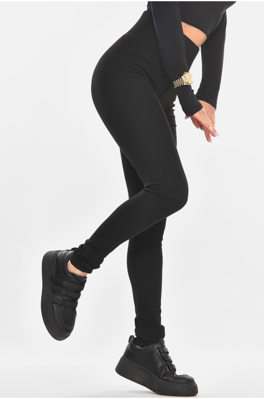 Лосини жіночі однотонні в рубчик чорного кольору А5061-5 211427