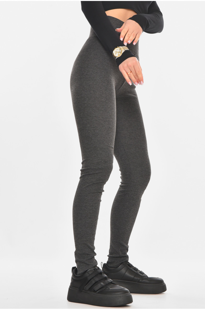 Лосини жіночі однотонні в рубчик темно-сірого кольору А5061-5 211437