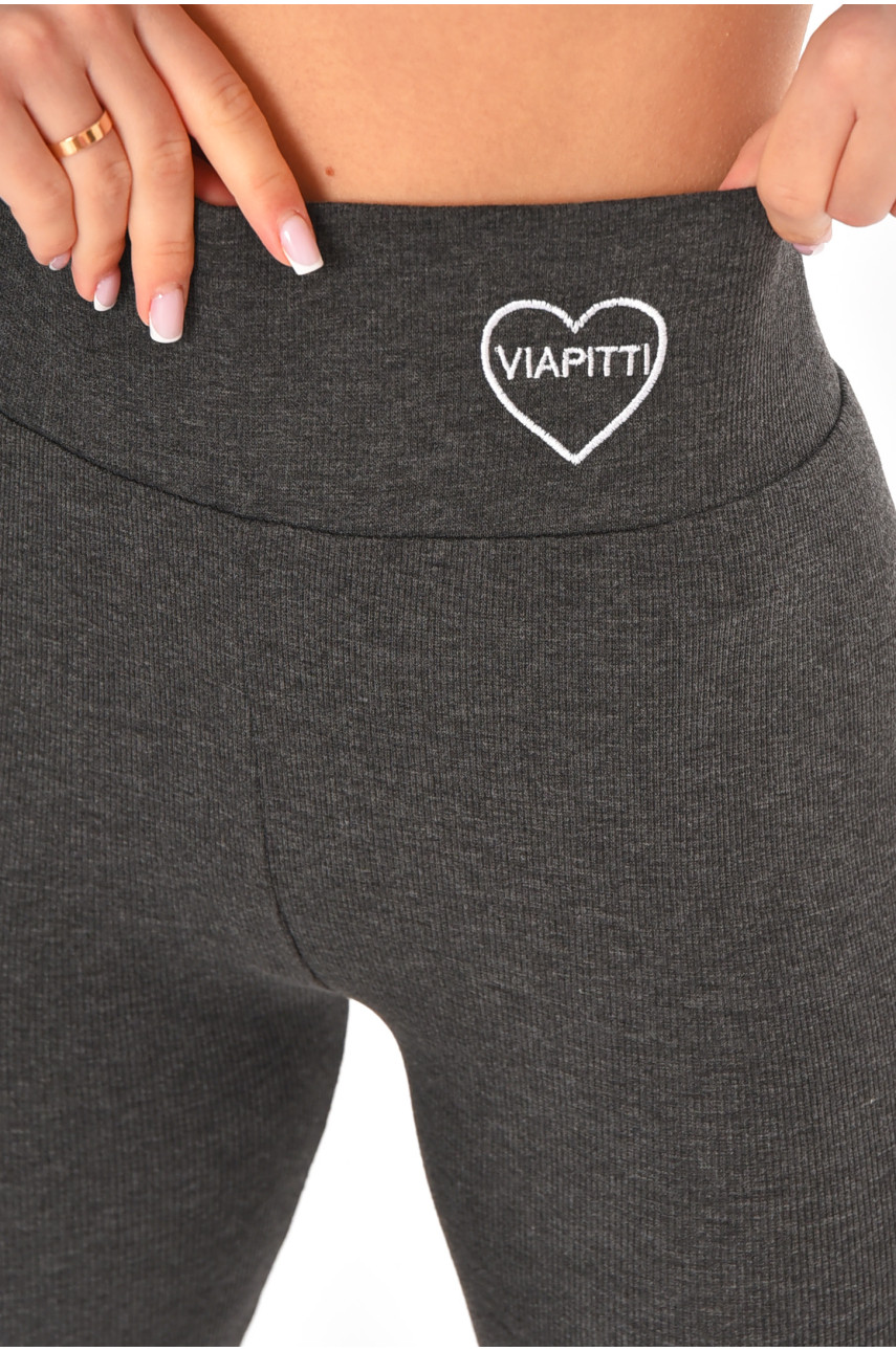 Лосини жіночі однотонні в рубчик темно-сірого кольору А5061-5 211437