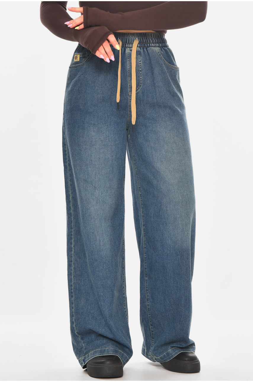 Джинси жіночі однотонні синього кольору 540-2 211443
