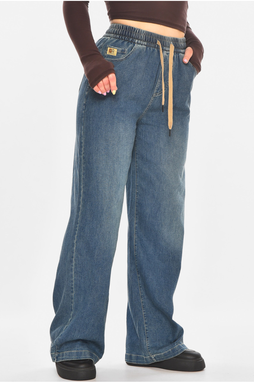 Джинси жіночі однотонні синього кольору 540-2 211443