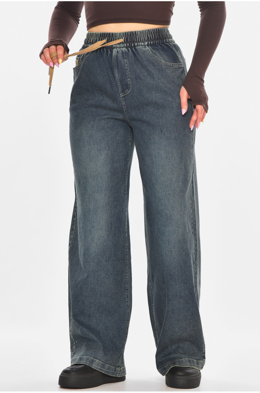 Джинси жіночі однотонні темно-синього кольору 540-2 211449