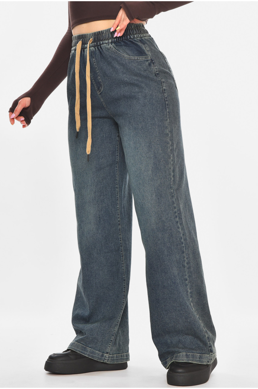 Джинси жіночі однотонні темно-синього кольору 540-2 211449