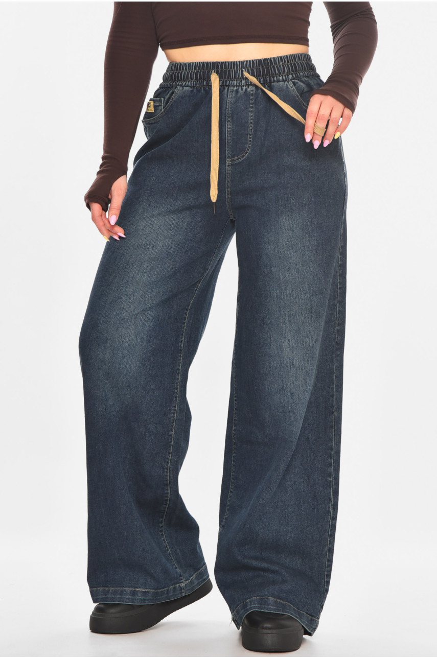 Джинси жіночі однотонні темно-синього кольору 540-2 211452