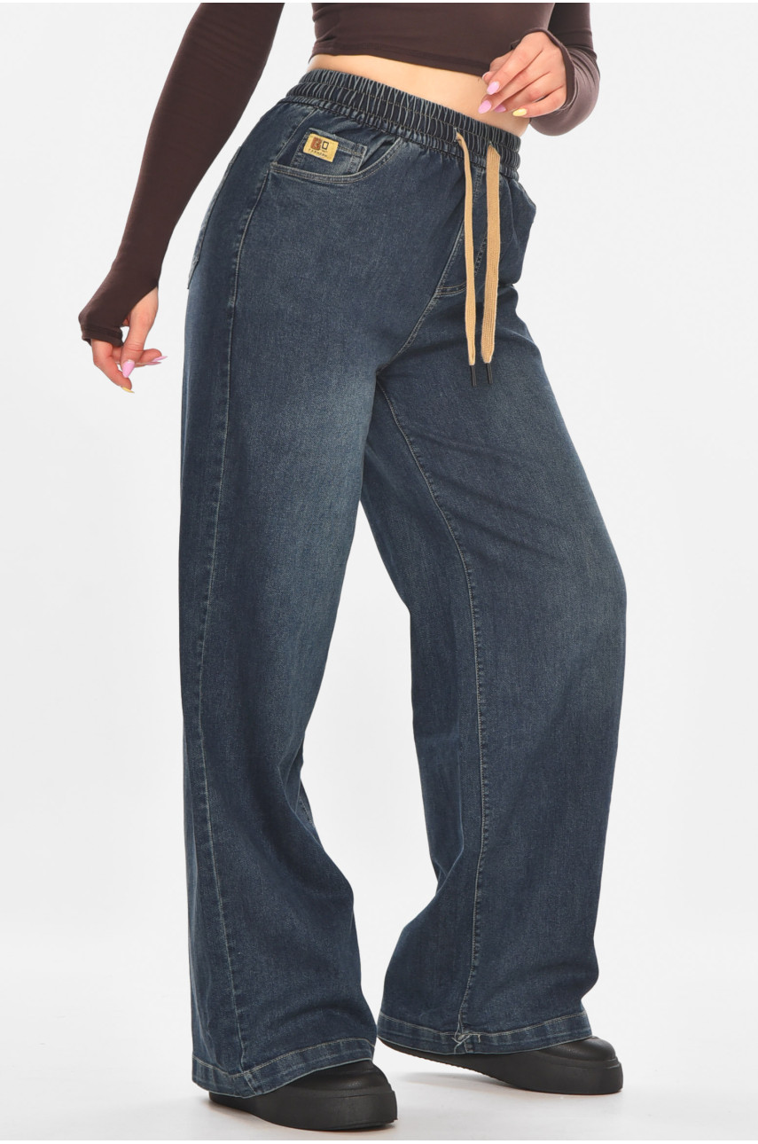 Джинси жіночі однотонні темно-синього кольору 540-2 211452