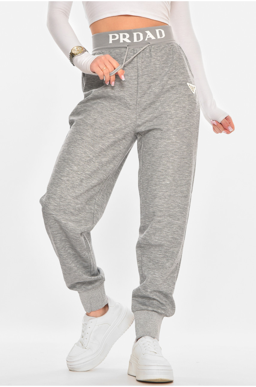 Штани жіночі однотонні сірого кольору 211454