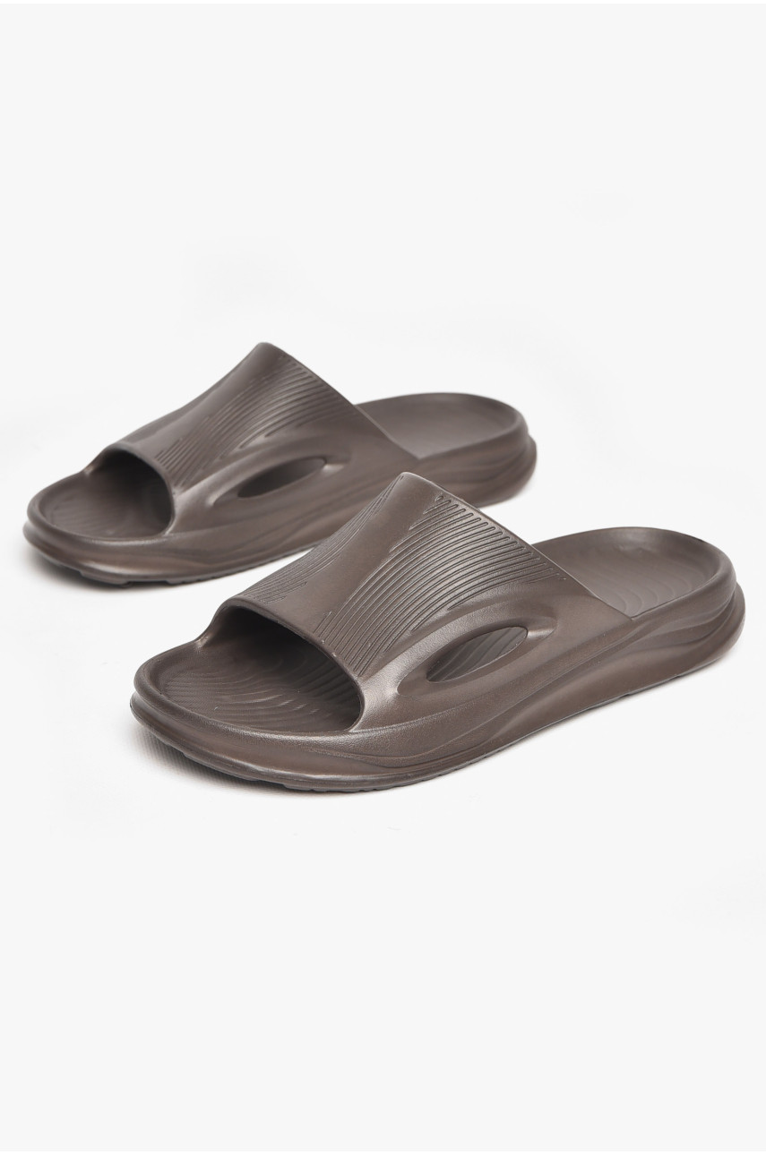 Шльопанці піна чоловічі темно-коричневого кольору C-118 211459