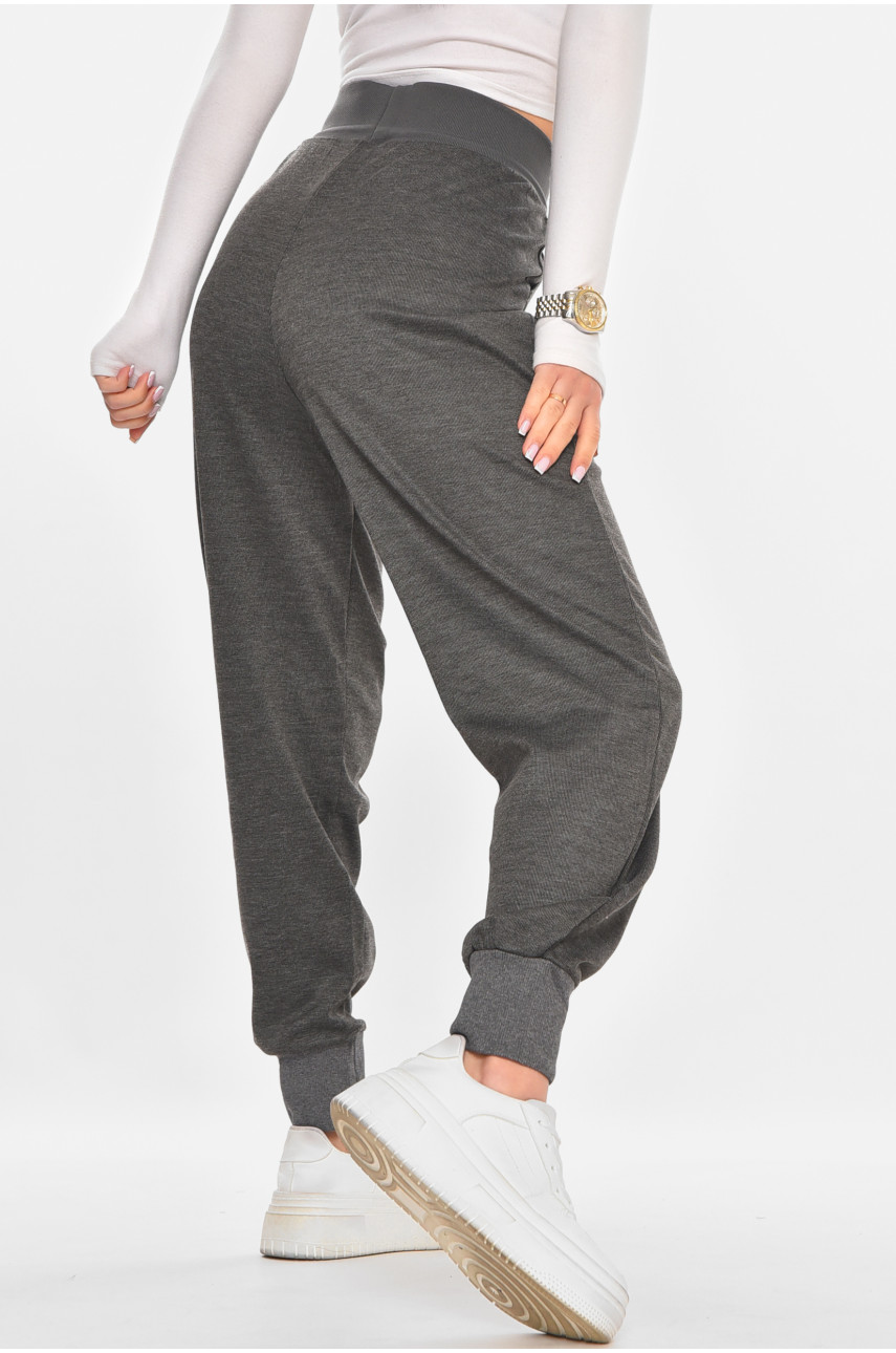 Штани жіночі однотонні темно-сірого кольору 211465