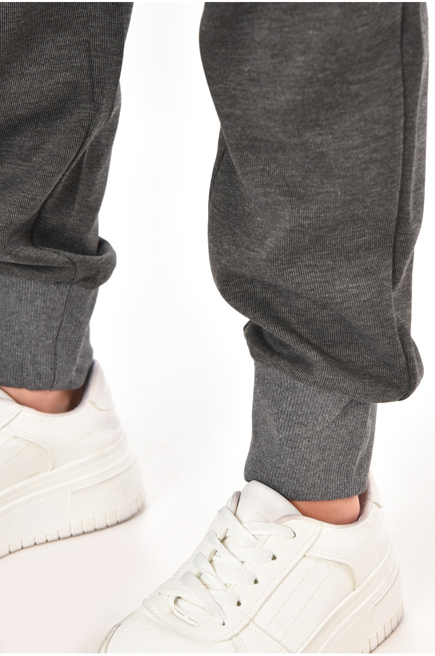 Штани жіночі однотонні темно-сірого кольору 211465