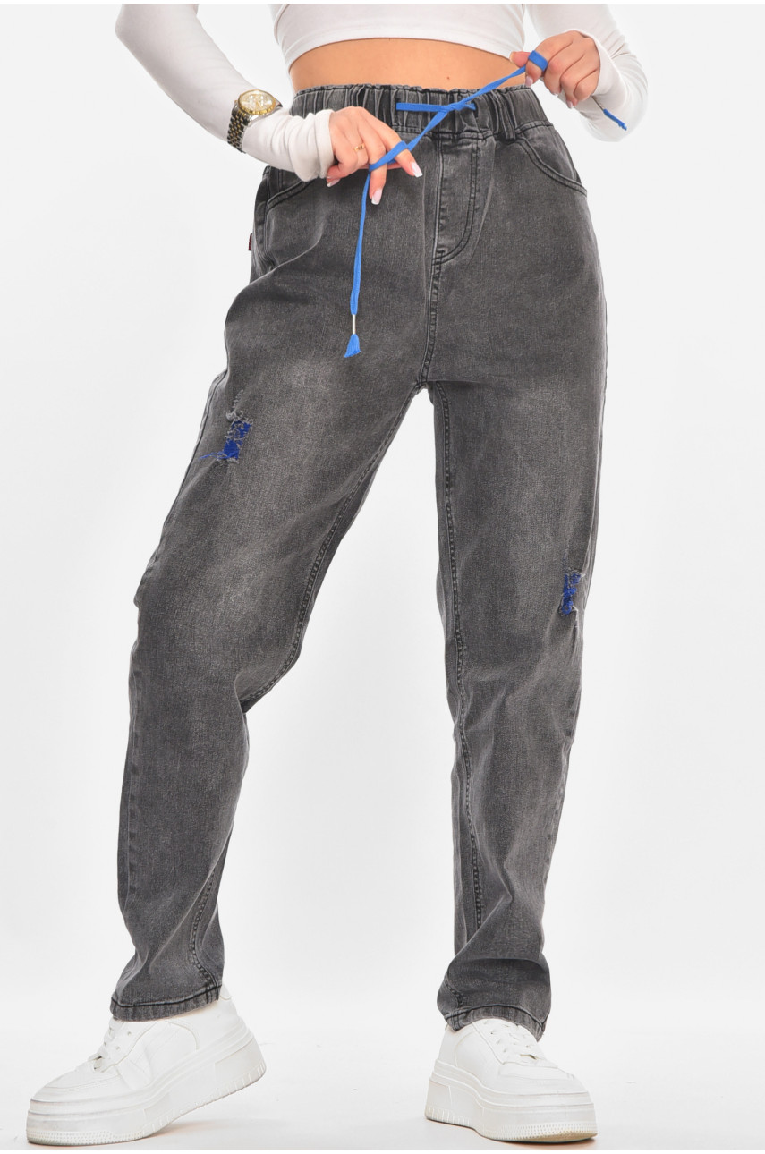 Джинси жіночі однотонні сірого кольору 510-18 211480