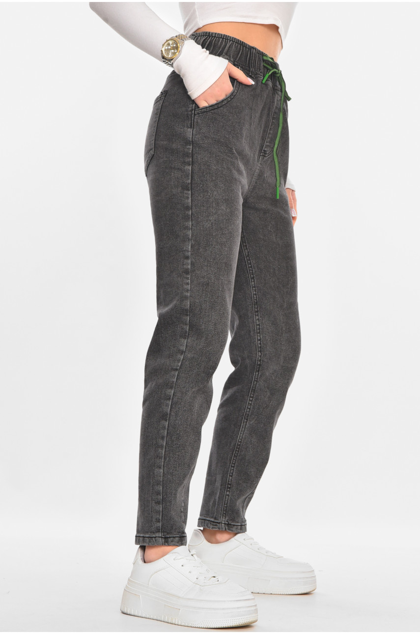 Джинси жіночі однотонні темно-сірого кольору 510-18 211482