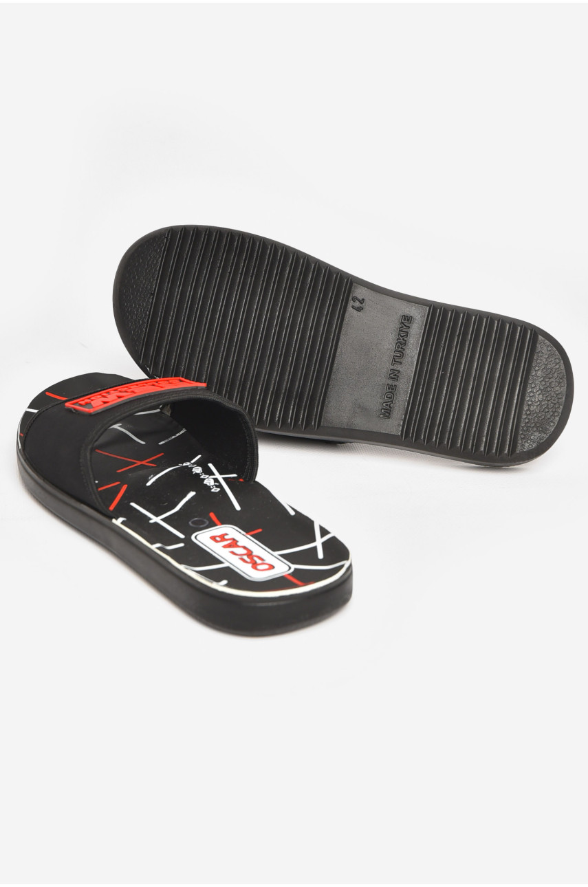 Шлепки мужские черно-красного цвета s-26 211709 Шлепки мужские черно-красного цвета s-26 211709
