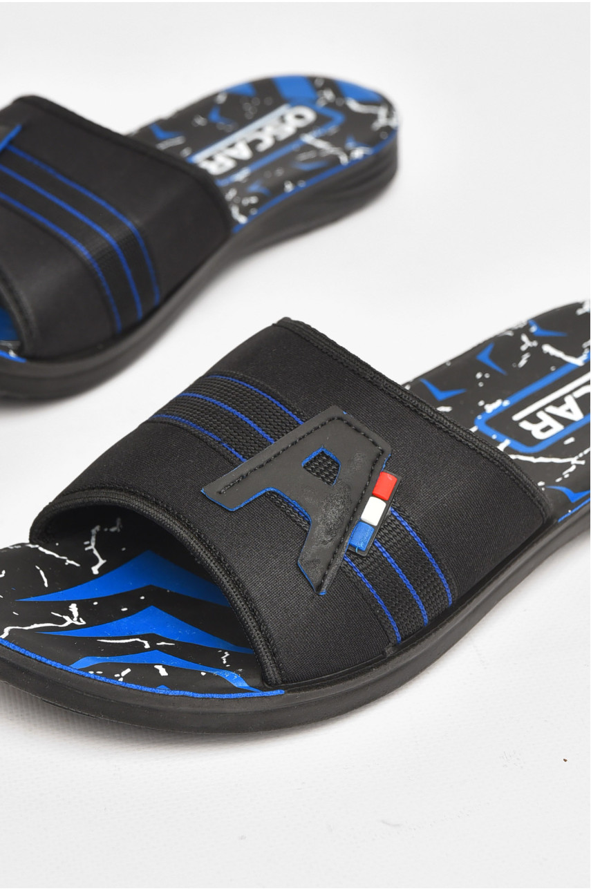 Шлепки мужские черно-синего цвета s-28 211738 Шлепки мужские черно-синего цвета s-28 211738