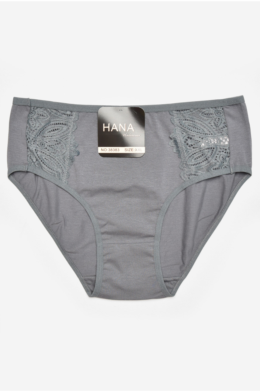Труси жіночі напівбатальні темно-сірого кольору 38383 211754