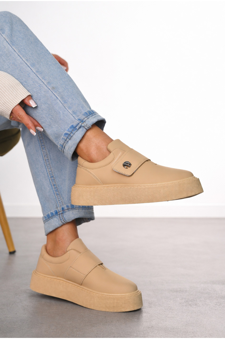 Кросівки жіночі бежевого кольору на ліпучці 2023-21-3 211810