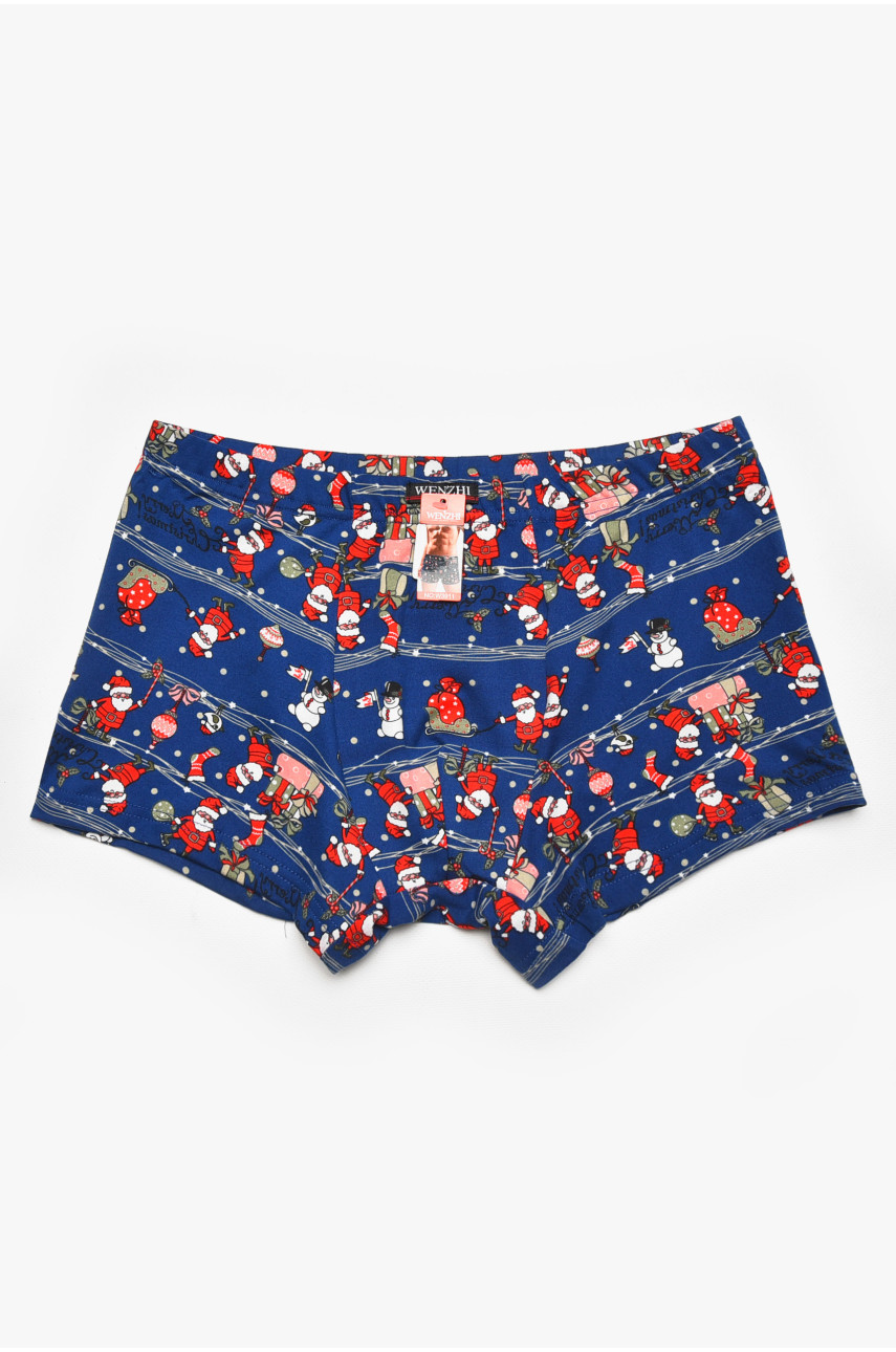 Боксери чоловічі темно-синього кольору з принтом W3911 211909