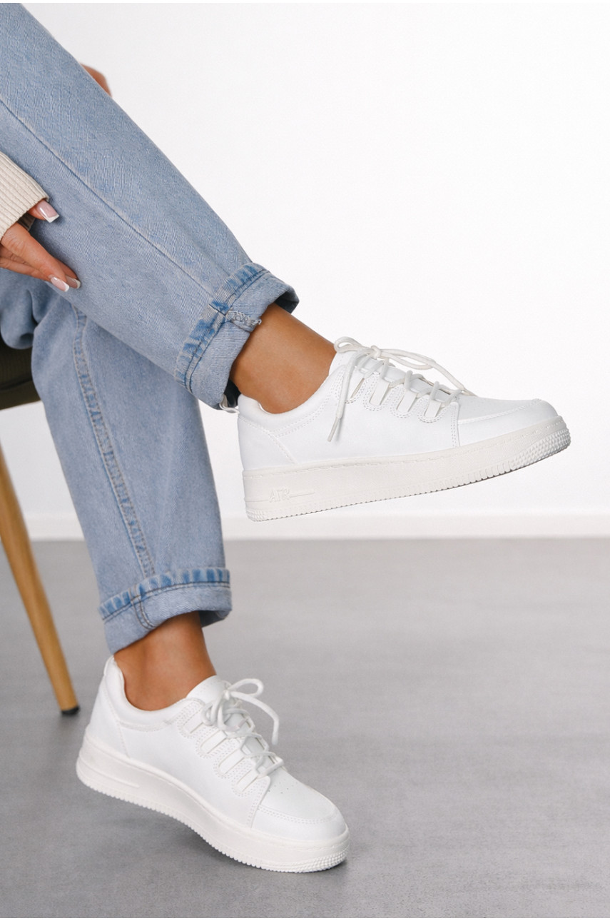Кросівки жіночі білого кольору на шнурівці L-222 211913