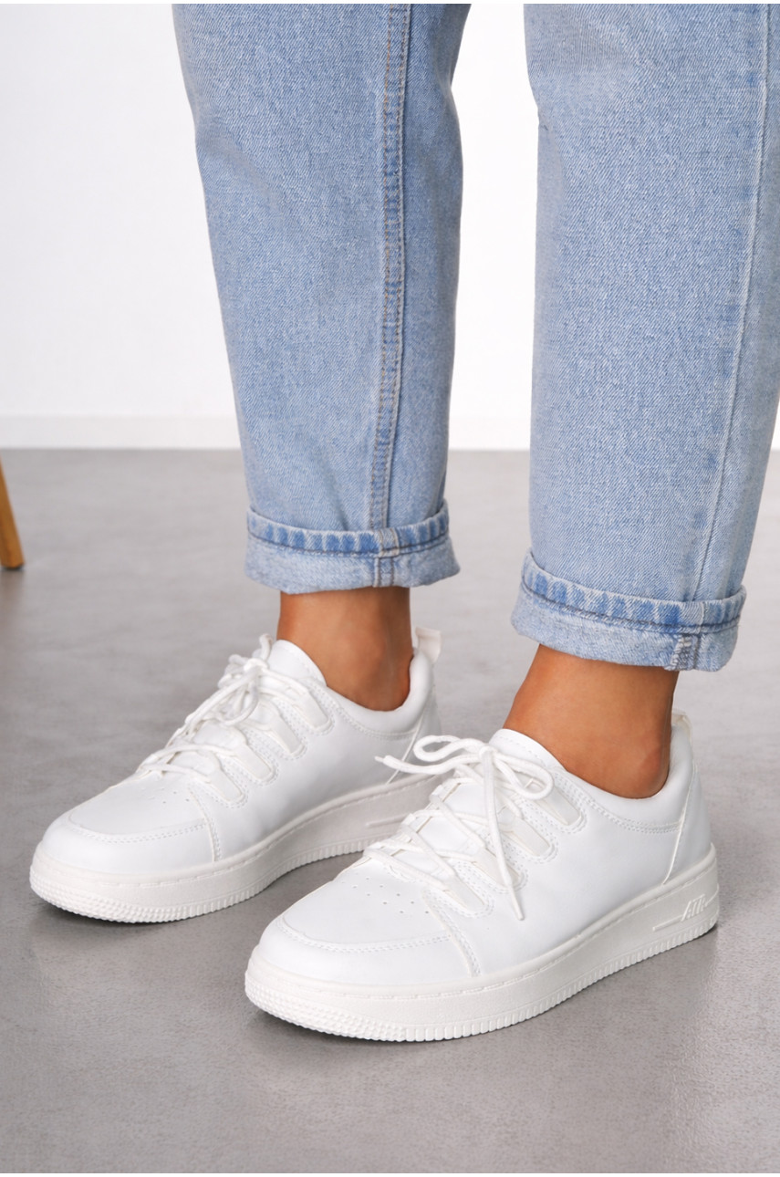 Кросівки жіночі білого кольору на шнурівці L-222 211913