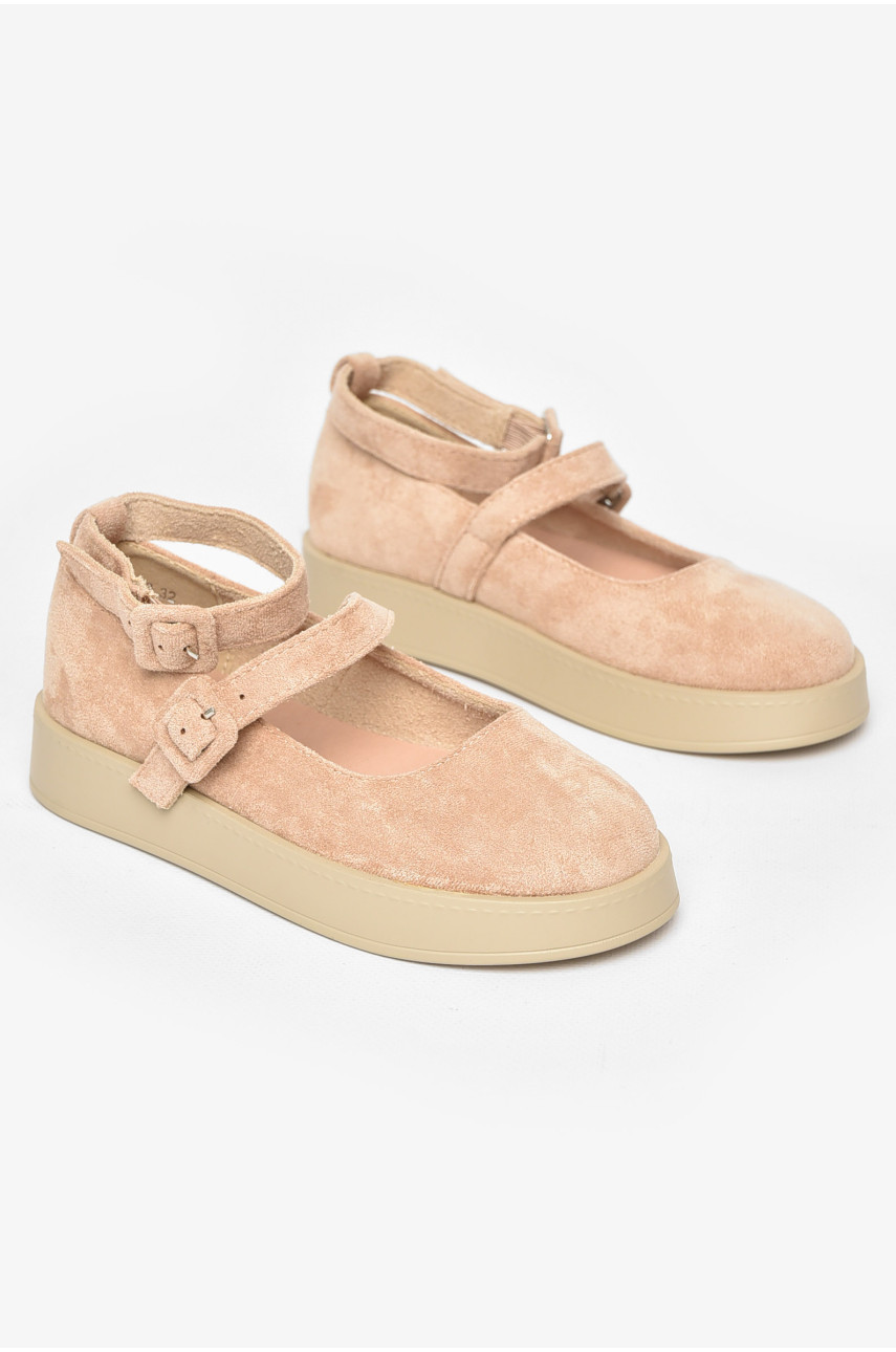 Туфли-лоферы детские для девочки бежевого цвета EX398-2 211936