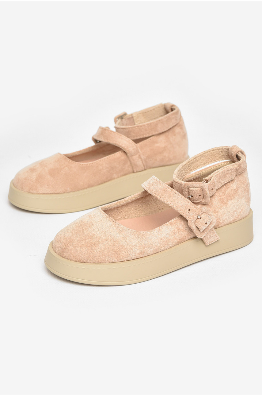 Туфли-лоферы детские для девочки бежевого цвета EX398-2 211936