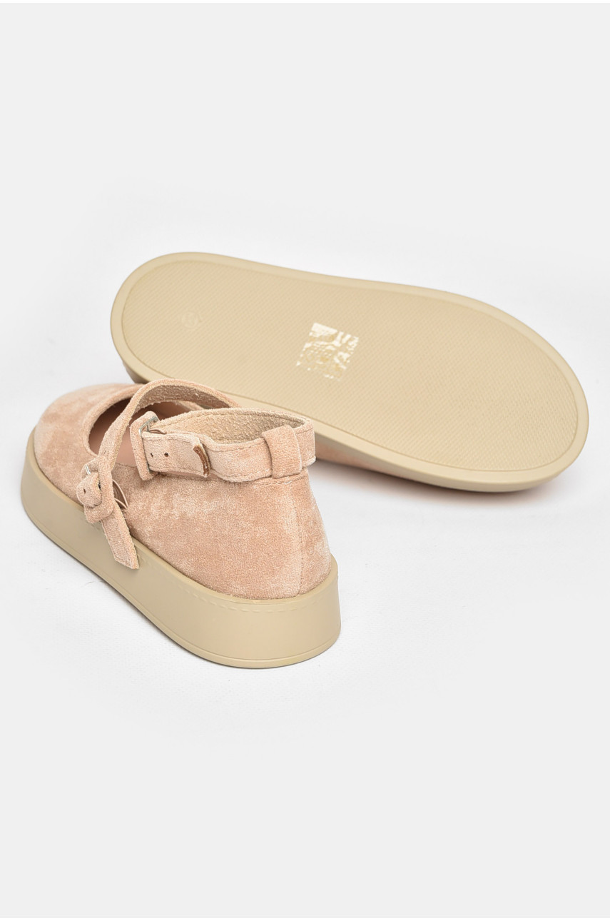 Туфли-лоферы детские для девочки бежевого цвета EX398-2 211936 Туфли-лоферы детские для девочки бежевого цвета EX398-2 211936