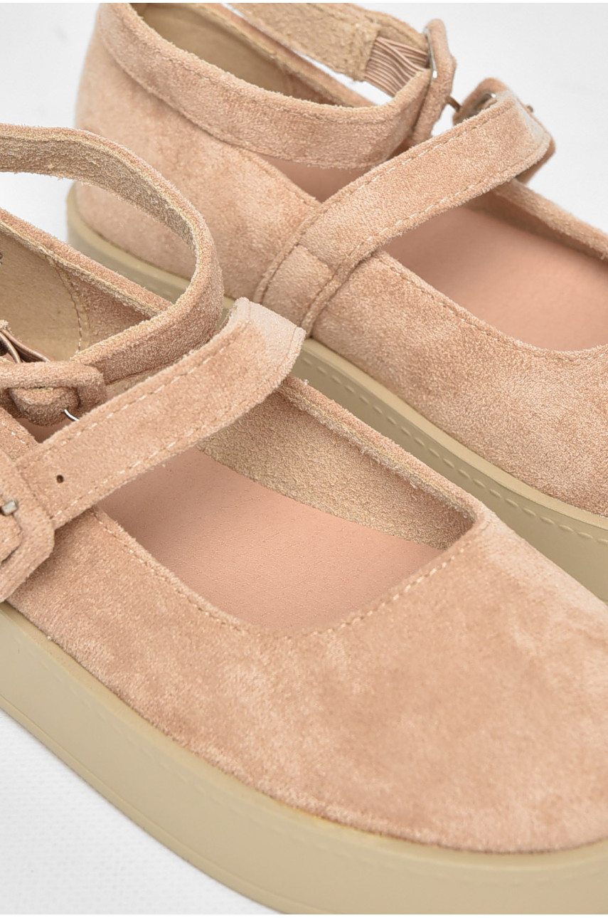 Туфли-лоферы детские для девочки бежевого цвета EX398-2 211936 Туфли-лоферы детские для девочки бежевого цвета EX398-2 211936