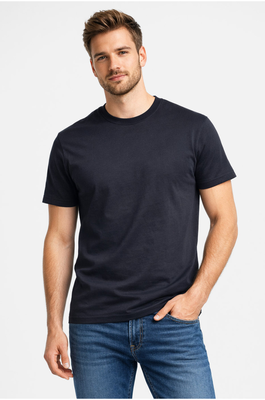 Футболка чоловіча напівбатальна однотонна чорного кольору 5190 211937