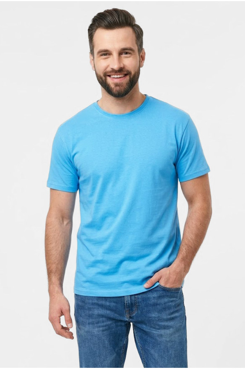 Футболка чоловіча напівбатальна однотонна блакитного кольору 5190 211940