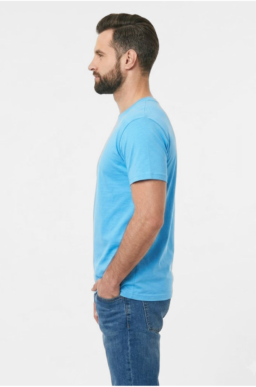 Футболка чоловіча напівбатальна однотонна блакитного кольору 5190 211940