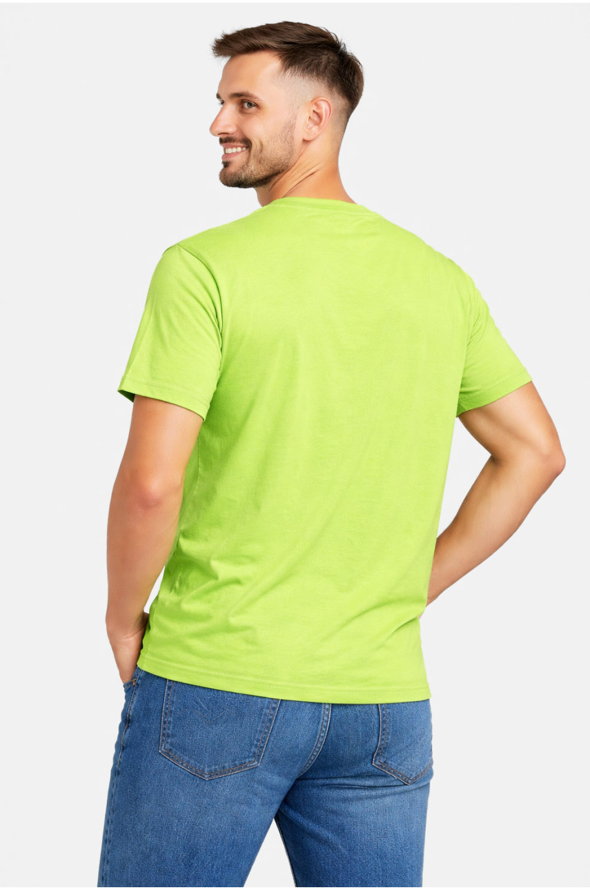 Футболка чоловіча напівбатальна однотонна салатового кольору 5190 211941