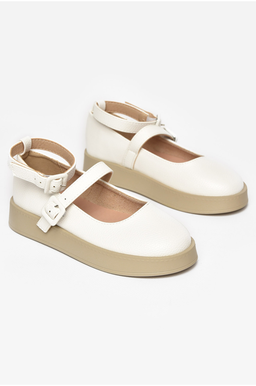 Туфли-лоферы детские для девочки белого цвета EX398-6 211942