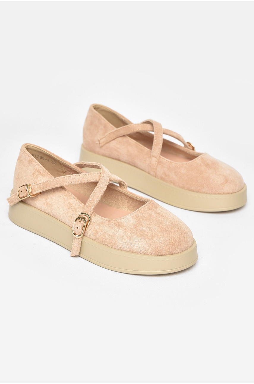 Туфли-лоферы детские для девочки бежевого цвета EX399-2 211943