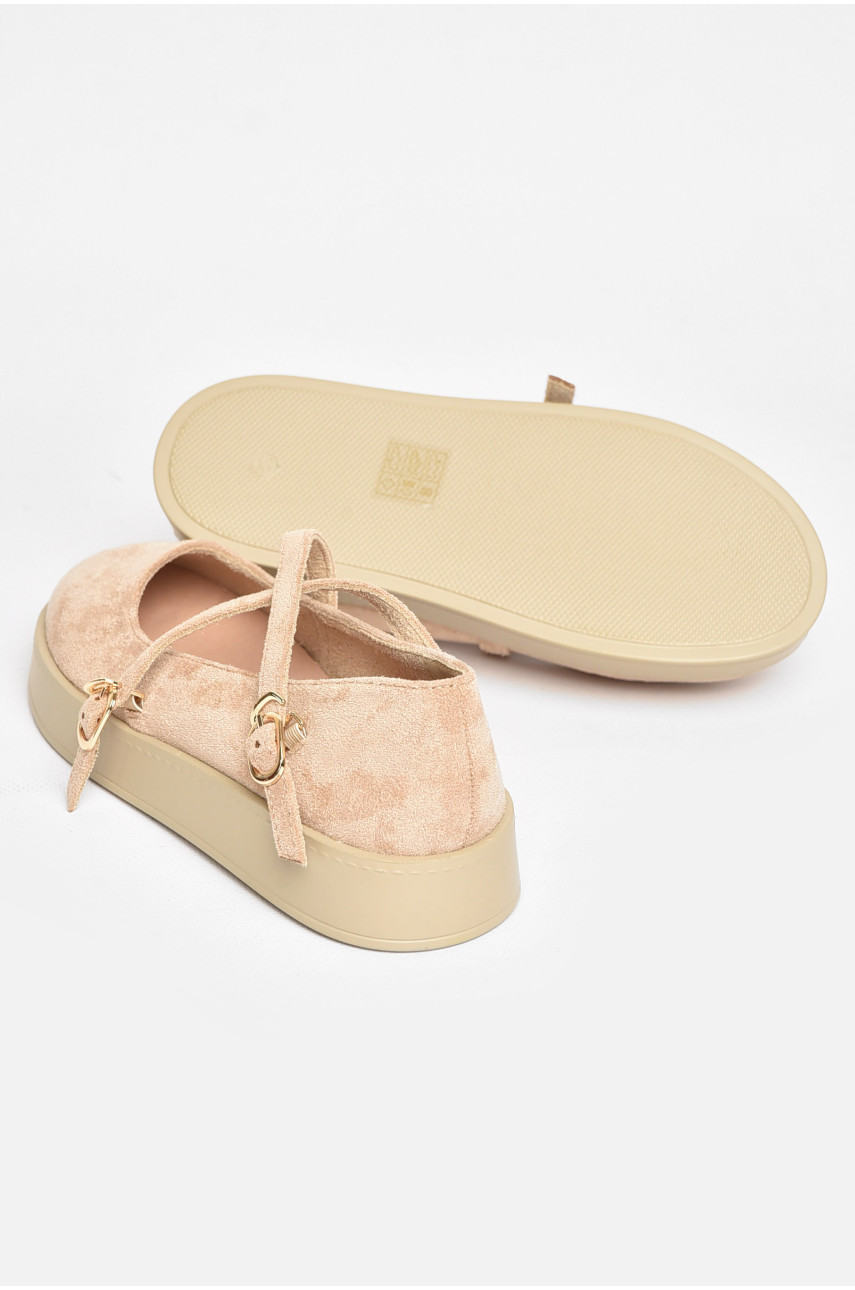 Туфли-лоферы детские для девочки бежевого цвета EX399-2 211943 Туфли-лоферы детские для девочки бежевого цвета EX399-2 211943