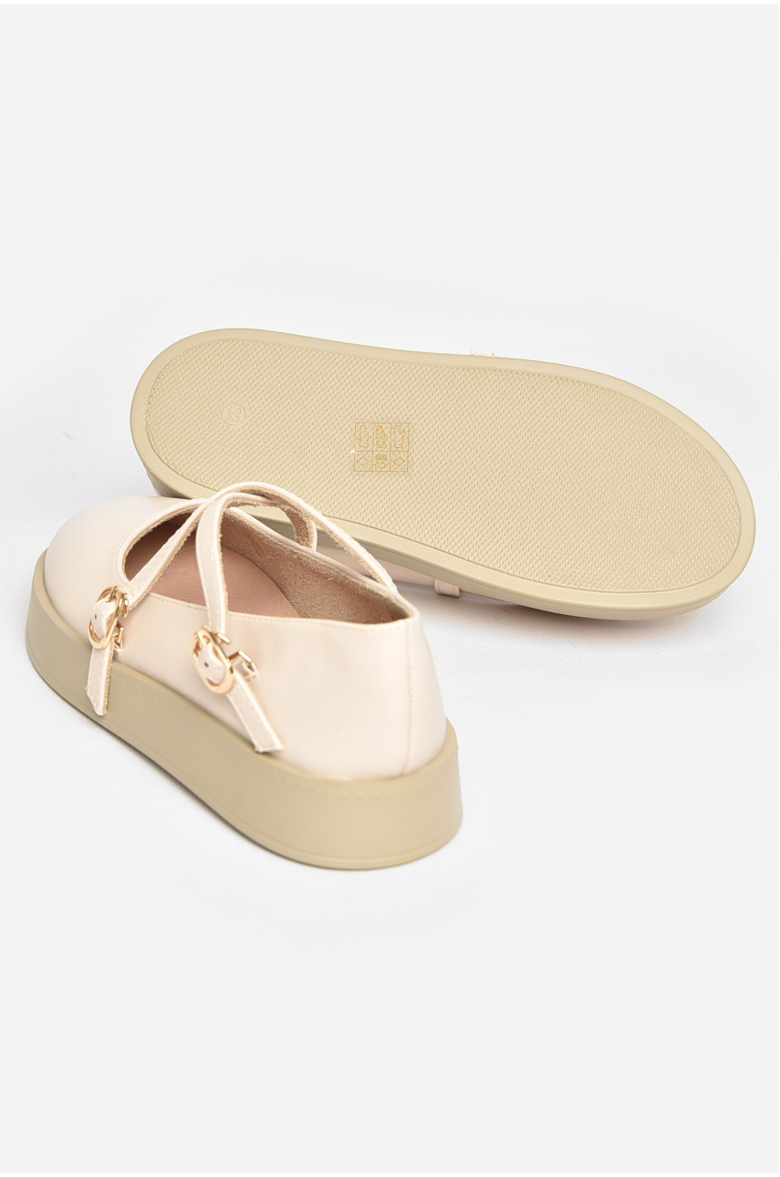 Туфли-лоферы детские для девочки светло-бежевого цвета EX399-5 211944 Туфли-лоферы детские для девочки светло-бежевого цвета EX399-5 211944