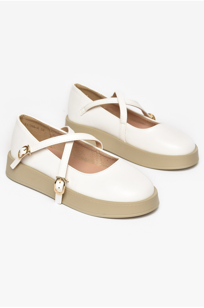 Туфли-лоферы детские для девочки белого цвета EX399-6 211945