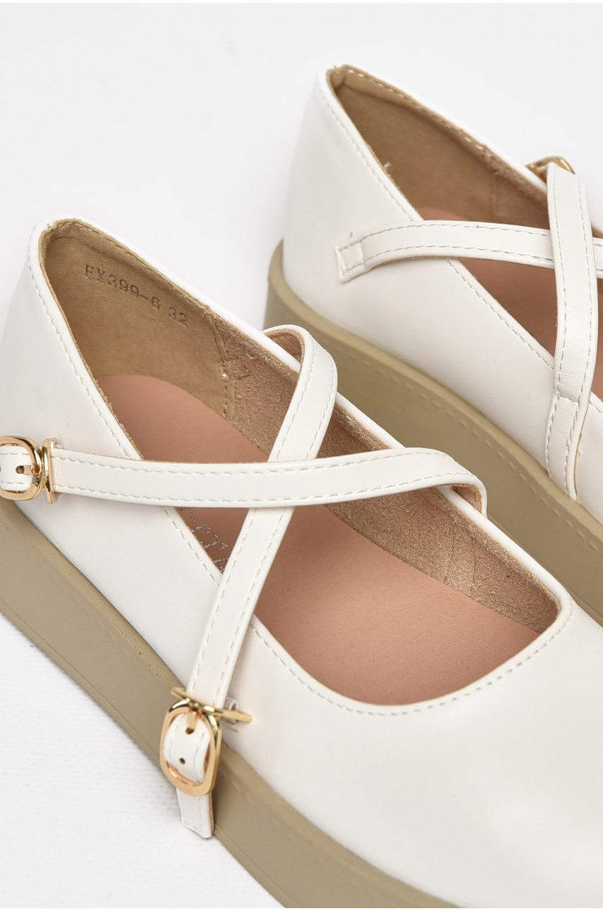 Туфли-лоферы детские для девочки белого цвета EX399-6 211945