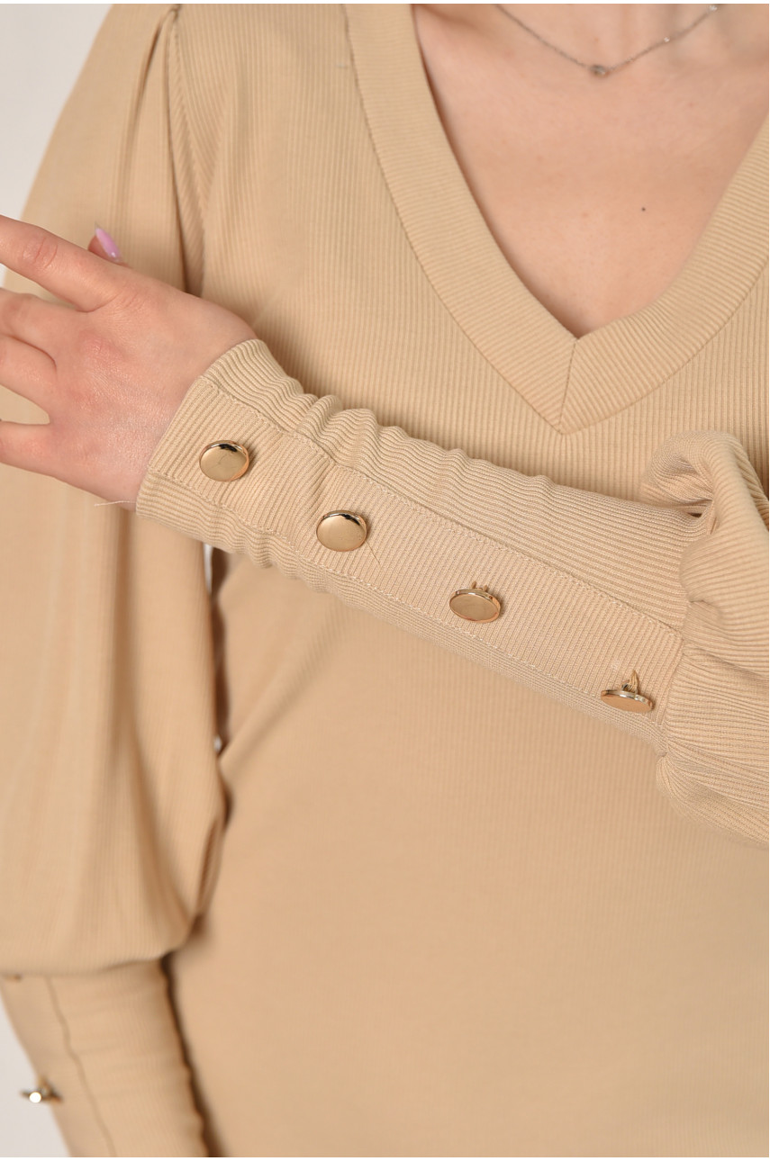 Платье женское однотонное бежевого цвета 6098 211970