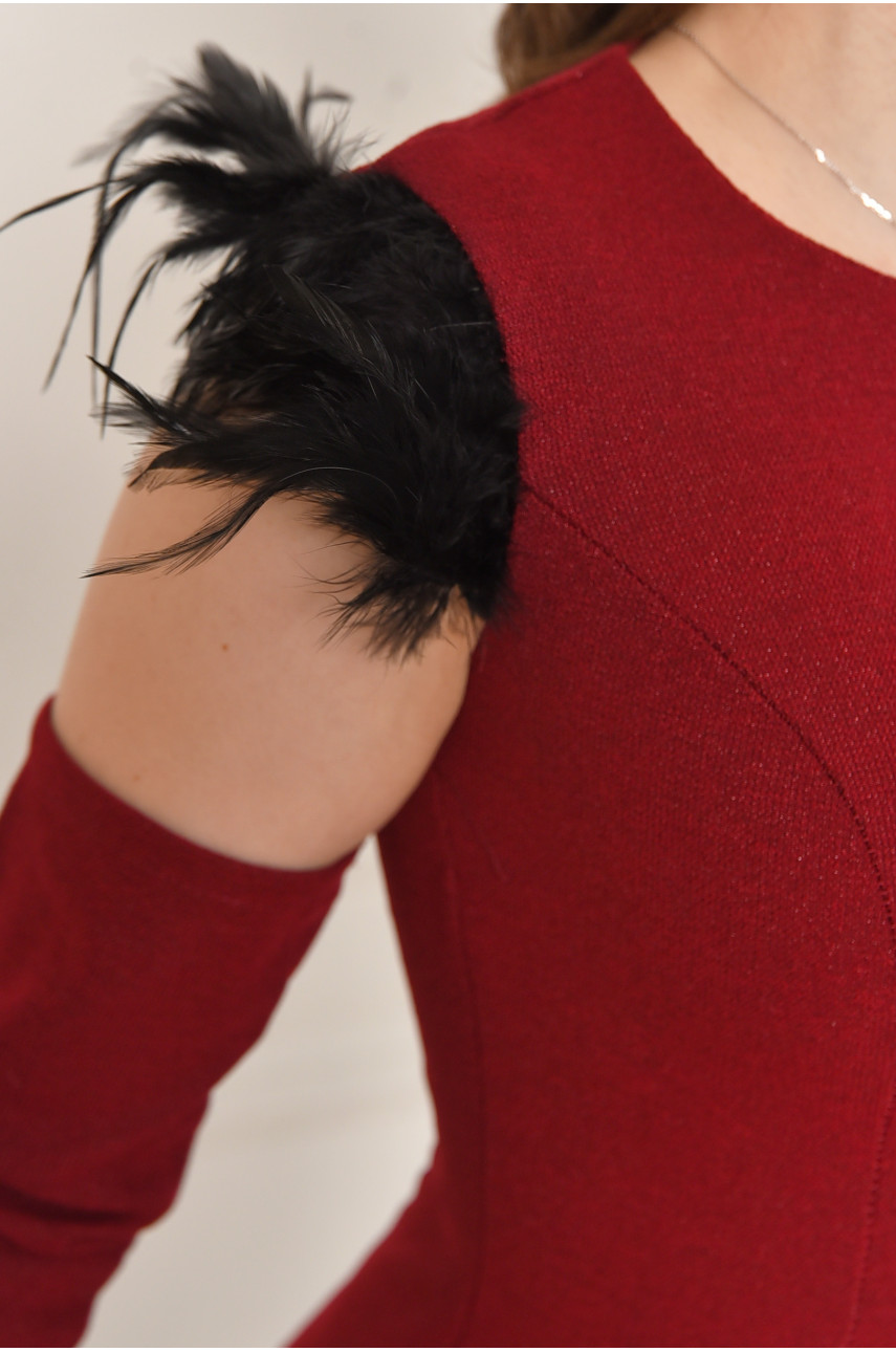 Платье женское однотонное бордового цвета 6040 211977