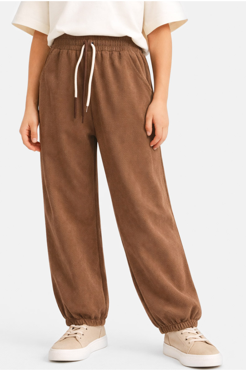 Штаны детские вельветовые для девочки коричневого цвета 311 212016