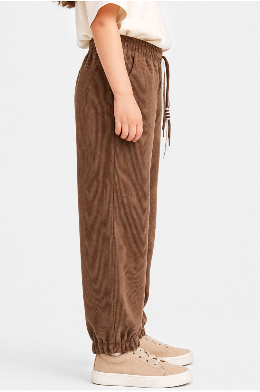 Штаны детские вельветовые для девочки коричневого цвета 311 212016