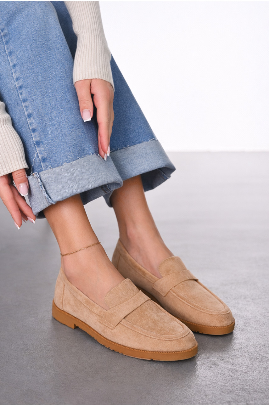 Туфли-лоферы женские бежевого цвета 6548-13 212017
