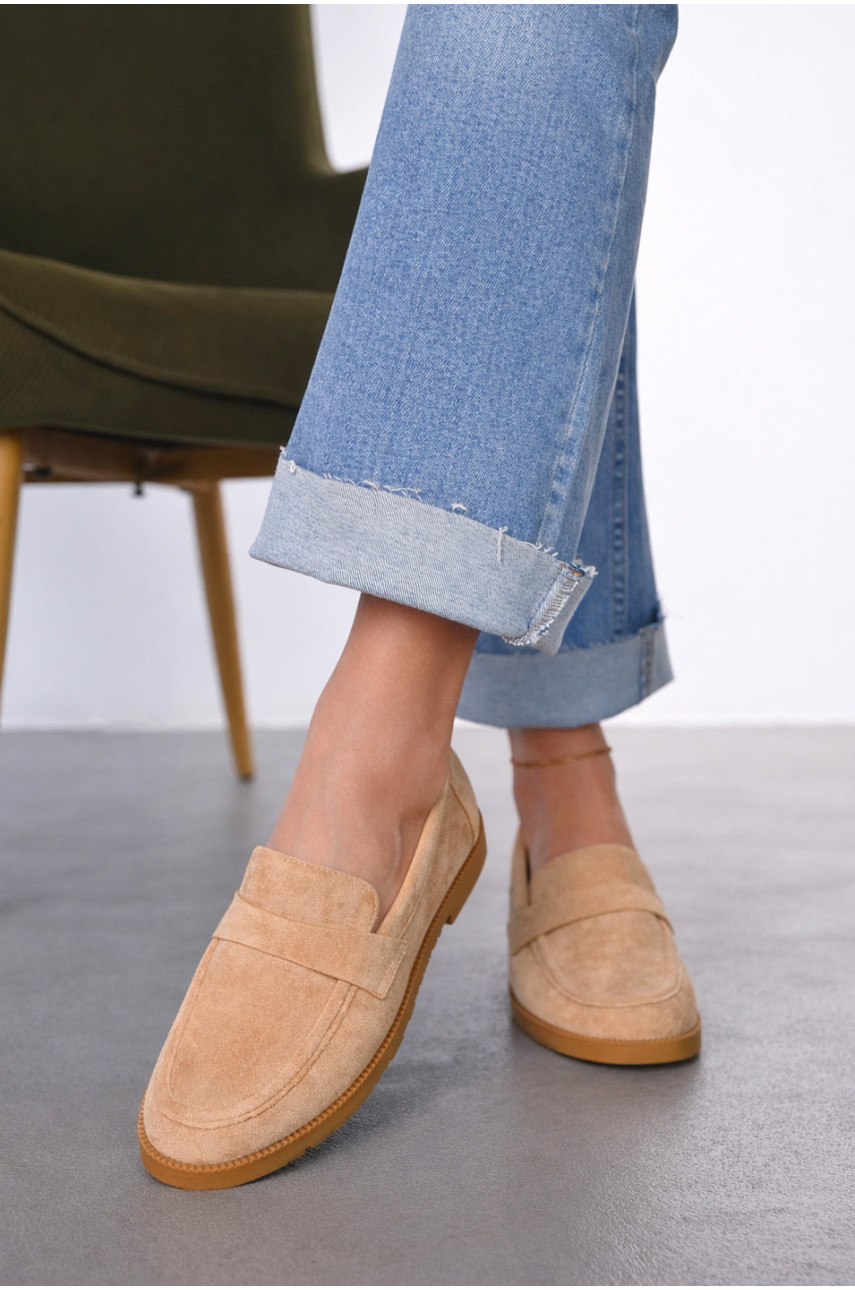 Туфли-лоферы женские бежевого цвета 6548-13 212017