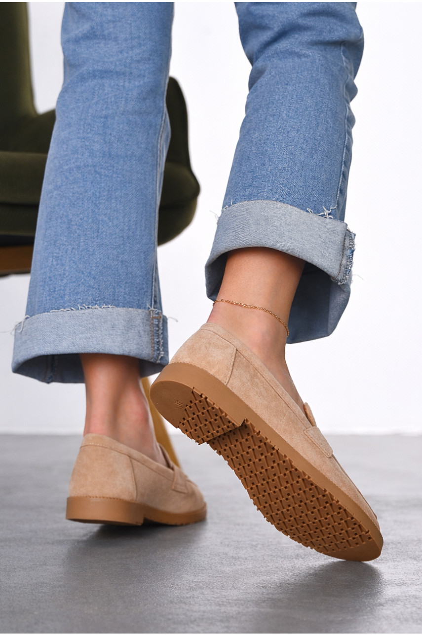 Туфли-лоферы женские бежевого цвета 6548-13 212017