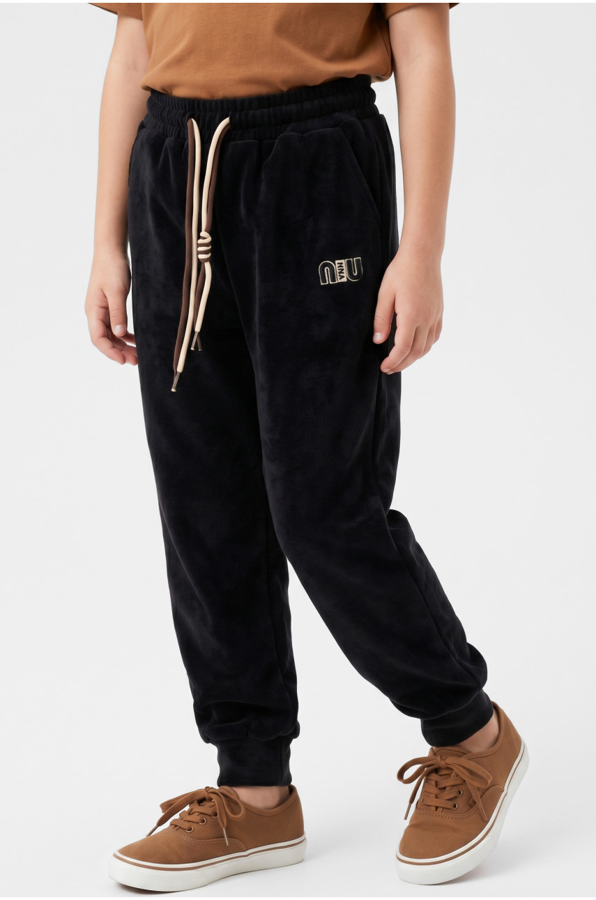 Штаны детские вельветовые для девочки черного цвета 312-2 212025