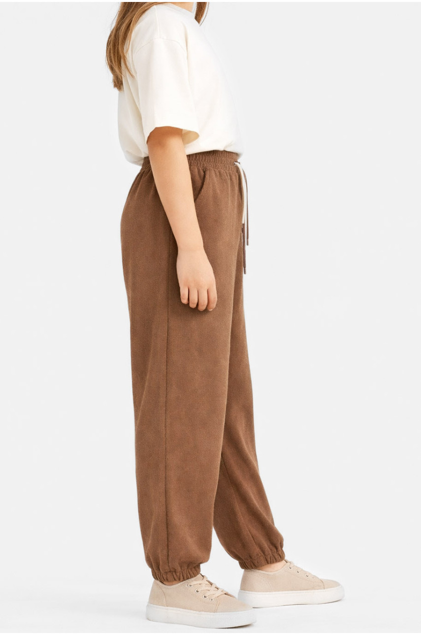 Штаны детские вельветовые для девочки коричневого цвета 312-2 212026