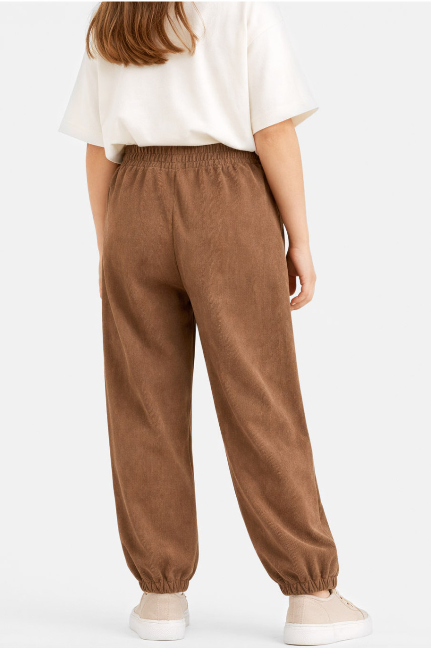 Штаны детские вельветовые для девочки коричневого цвета 312-2 212026