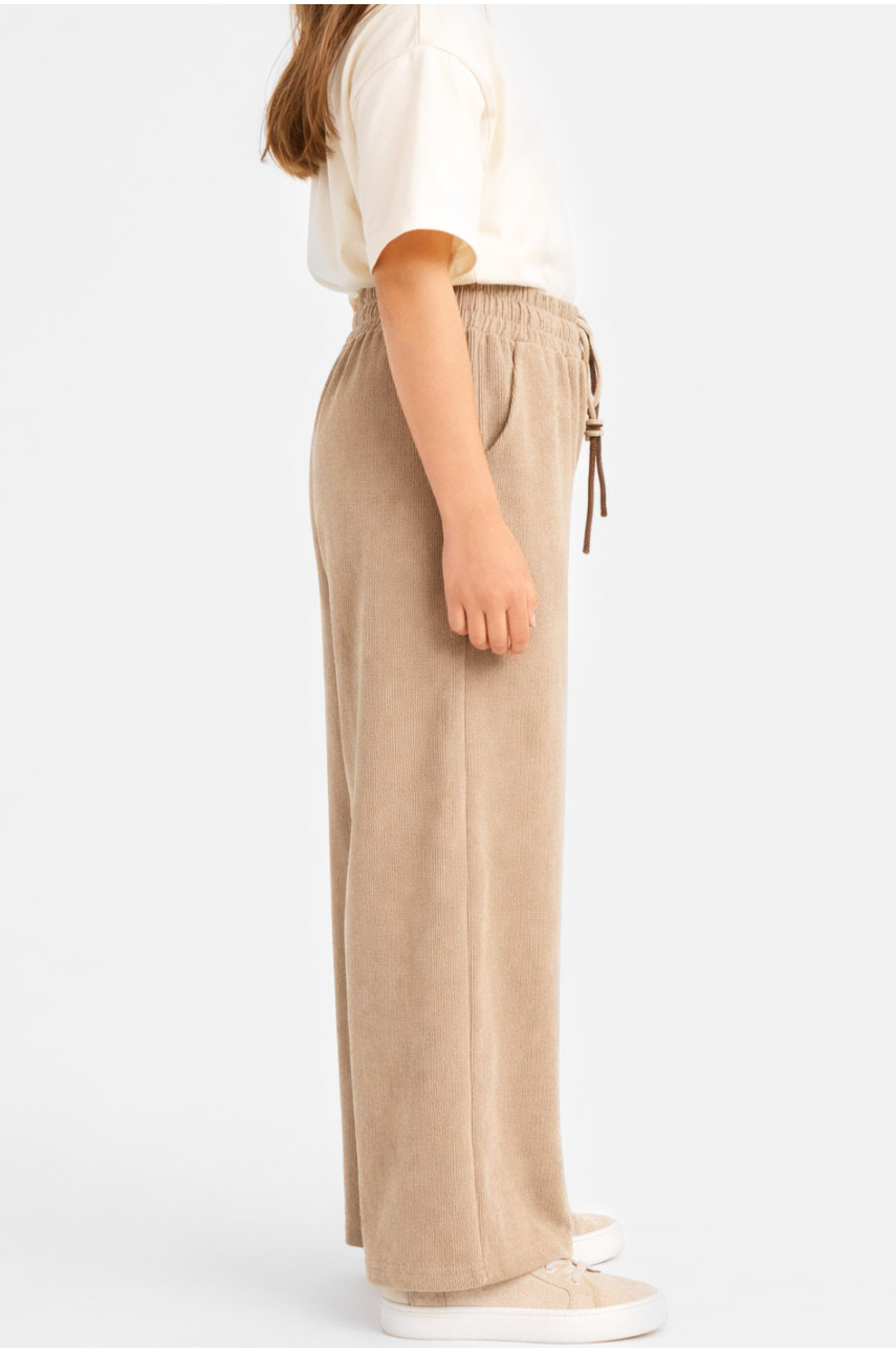 Штаны детские вельветовые для девочки бежевого цвета 312 212027