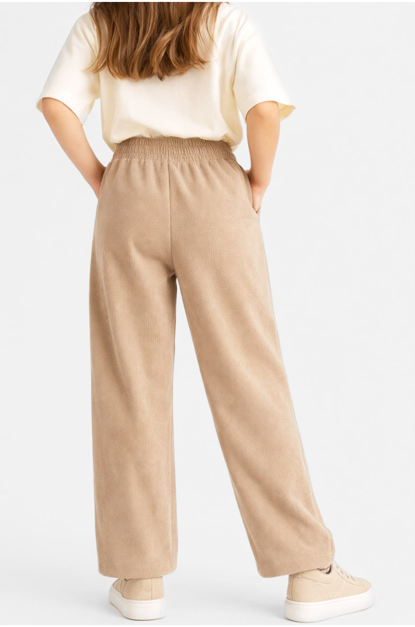 Штаны детские вельветовые для девочки бежевого цвета 312 212027