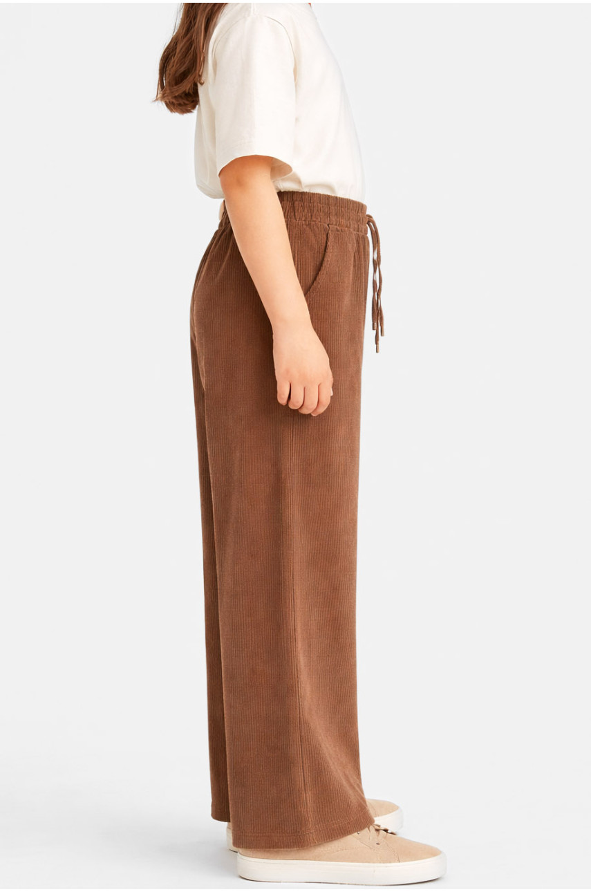 Штаны детские вельветовые для девочки коричневого цвета 312 212028