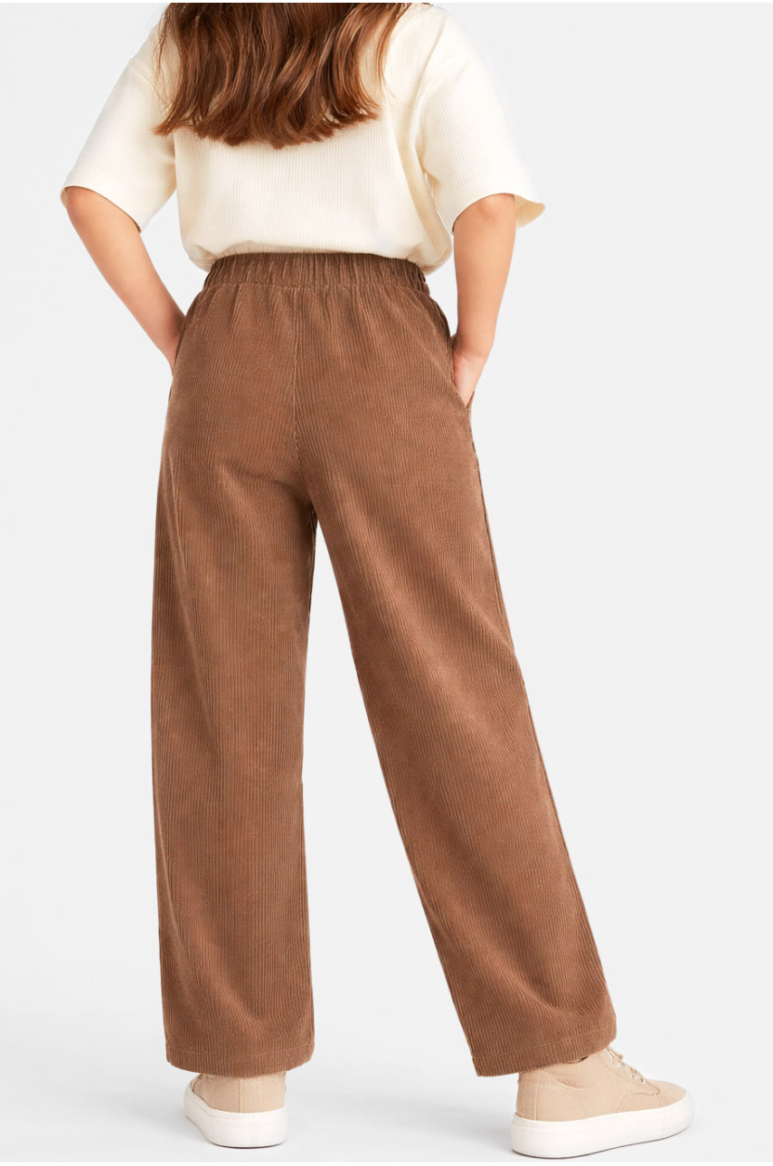 Штаны детские вельветовые для девочки коричневого цвета 312 212028